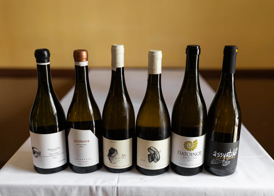 A selection of Greek wine bottles